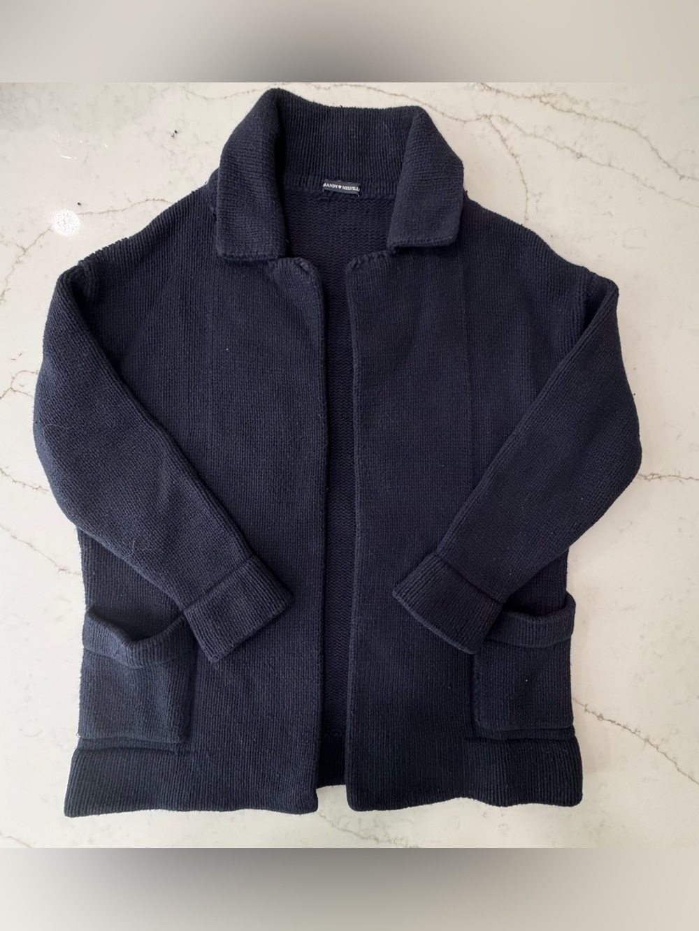 Brandy Melville Made in Italy Wool Blend Navy Oversized Cardigan Jacket